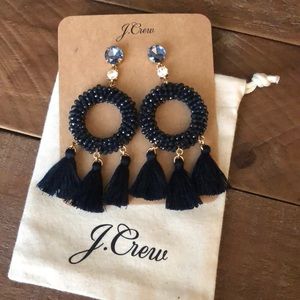 J Crew Navy Blue Tassel Earrings NWT